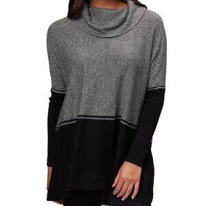 Smartwool Edgewood Poncho Sweater S Tunic Colorblock Wool Blend Cowl Neck Gray